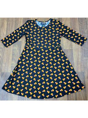 Just One Girls Black Halloween Candy Corn Print One Piece Dress Girl's L (14/16)